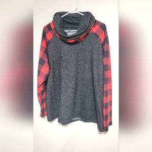 Ovinee Mock Neck Sweater Longsleeve Flannel Grey Size L/XL.